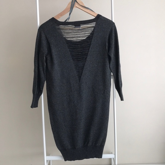 NWOT V Cut Grey Mini Dress/Tunic - Picture 3 of 4